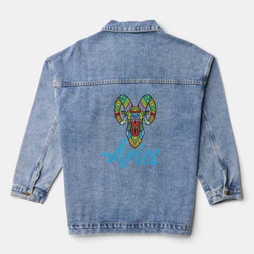 Aries Zodiac Sign Horoscope Astrology  Denim Jacket