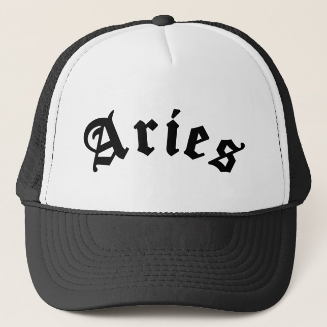 Aries Zodiac Sign Horoscope Birthday Gift Idea Trucker Hat (Front)