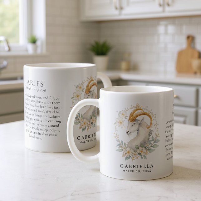 Aries Zodiac Sign Horoscope Personalized Gift Coffee Mug (Creator Uploaded)