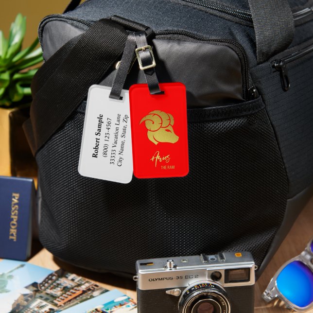 Aries Zodiac Sign Luggage Tag (Front & Back)