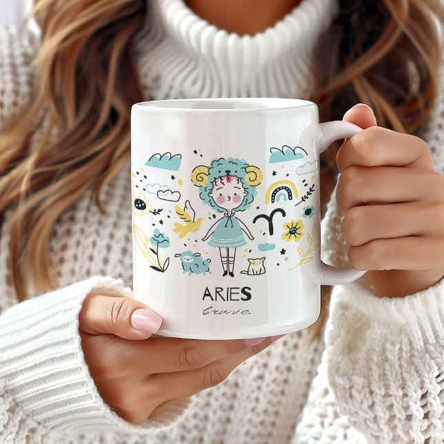 Aries Zodiac Sign Mug, Cute Astrology  Horoscope Coffee Mug (Creator Uploaded)