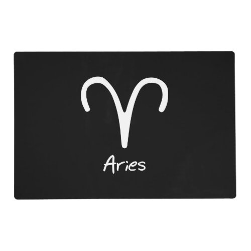 Aries Zodiac Sign on Black Background Placemat