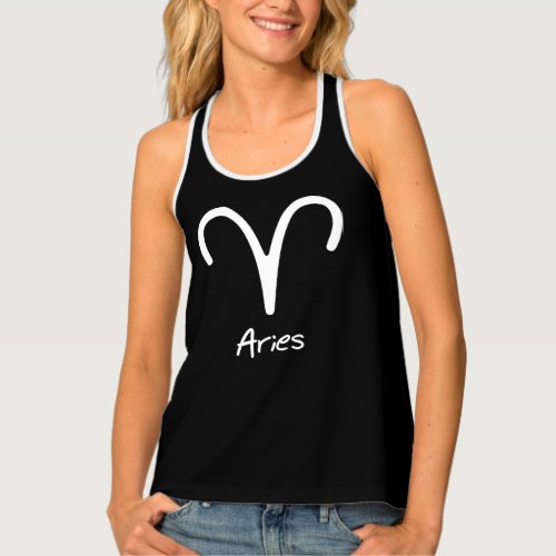 Aries Zodiac Sign on Black Background Tank Top
