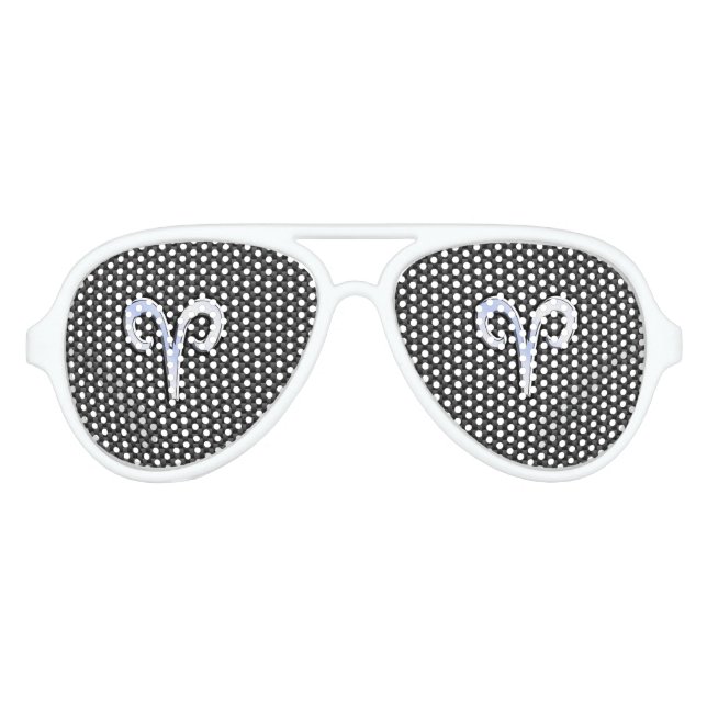 Aries Zodiac Sign on Carbon Fiber Style Aviator Sunglasses (Front)