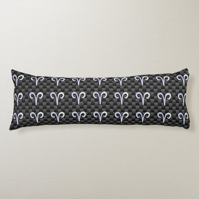 Aries Zodiac Sign on Carbon Fiber Style Body Pillow (Front)