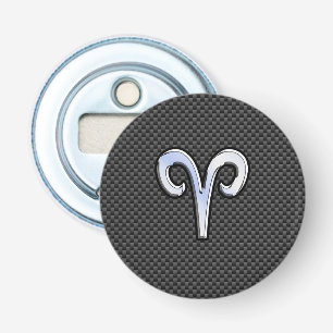Aries Zodiac Sign on Carbon Fiber Style Bottle Opener