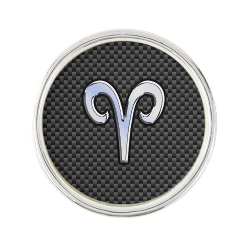 Aries Zodiac Sign on Carbon Fiber Style Lapel Pin