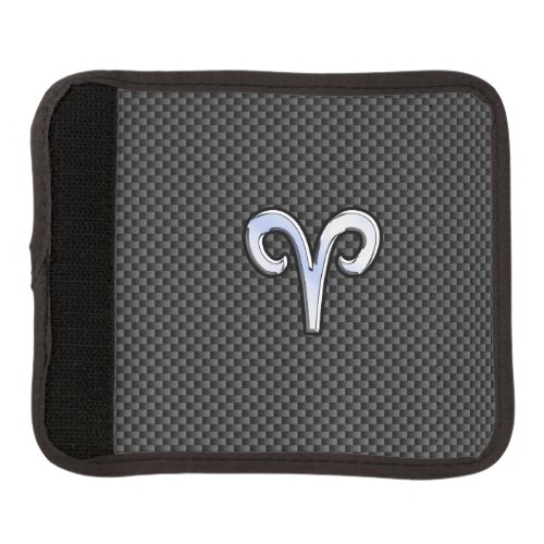 Aries Zodiac Sign on Carbon Fiber Style Luggage Handle Wrap