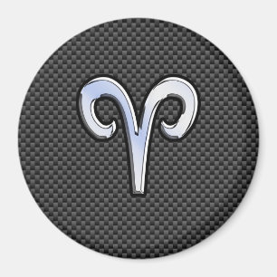 Aries Zodiac Sign on Carbon Fiber Style Magnet