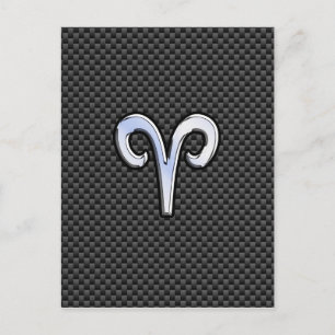 Aries Zodiac Sign on Carbon Fiber Style Postcard