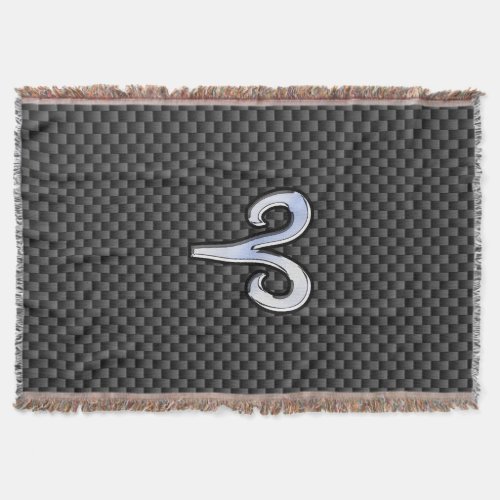 Aries Zodiac Sign on Carbon Fiber Style Throw Blanket