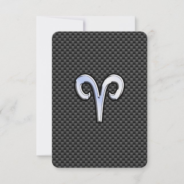 Aries Zodiac Sign on Charcoal Carbon Fiber Print (Front)