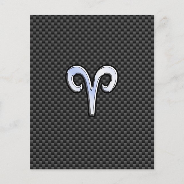 Aries Zodiac Sign on Charcoal Carbon Fiber Print Flyer (Front)