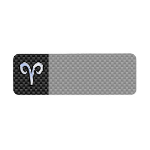 Aries Zodiac Sign on Charcoal Carbon Fiber Print Label