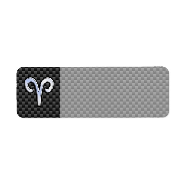 Aries Zodiac Sign on Charcoal Carbon Fiber Print Label (Front)