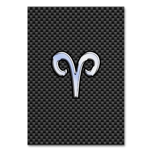 Aries Zodiac Sign on Charcoal Carbon Fiber Print Table Number