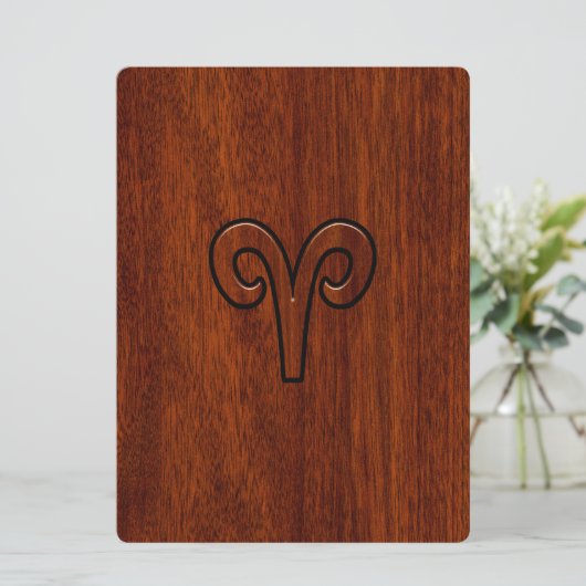 Aries Zodiac Sign on Mahogany like print (Standing Front)