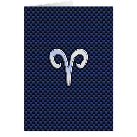 Aries Zodiac Sign on Navy Blue Carbon Fiber Print (Front)