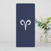 Aries Zodiac Sign on Navy Blue Carbon Fiber Print (Standing Front)