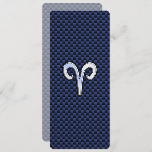Aries Zodiac Sign on Navy Blue Carbon Fiber Print (Front/Back)