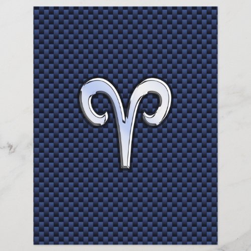 Aries Zodiac Sign on Navy Blue Carbon Fiber Print Flyer