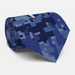 Aries Zodiac Sign on Navy Blue Digital Camo Tie