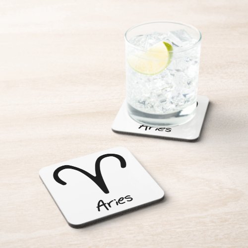 Aries Zodiac Sign on White Background Beverage Coaster