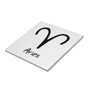 Aries Zodiac Sign on White Background Ceramic Tile
