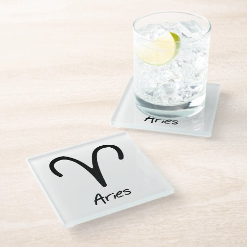 Aries Zodiac Sign on White Background Glass Coaster