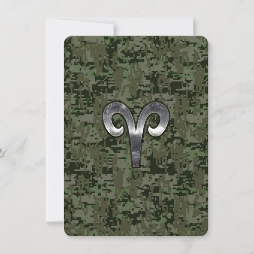 Aries Zodiac Sign on Woodland Green Digital Camo