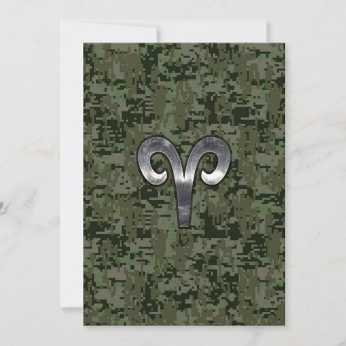 Aries Zodiac Sign on Woodland Green Digital Camo