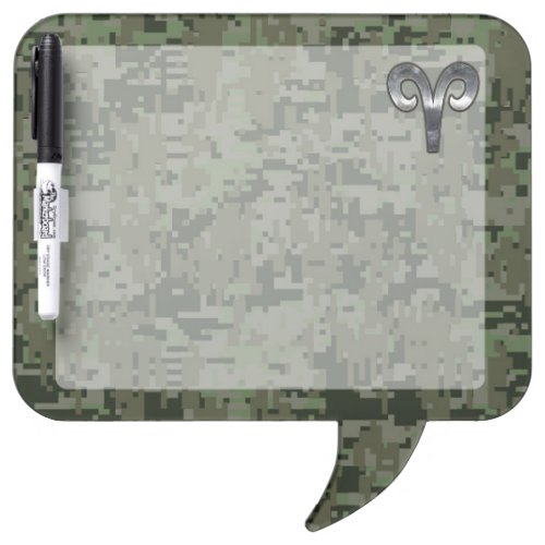 Aries Zodiac Sign on Woodland Style Digital Camo Dry Erase Board