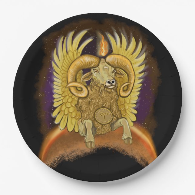 Aries Zodiac Sign Paper Plates (Front)