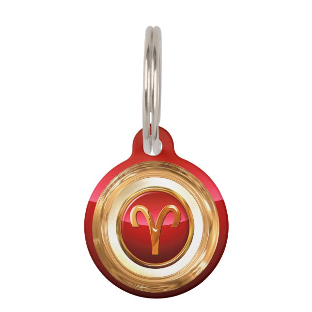 Aries Zodiac Sign Pet ID Tag (Front)