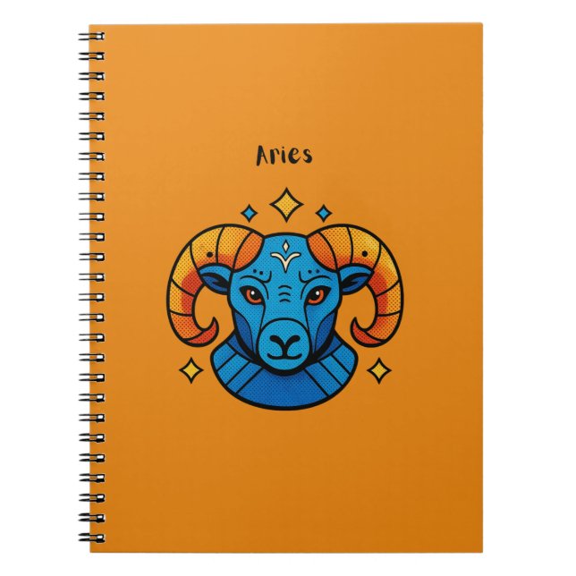 Aries Zodiac Sign Pop Art Retro Ram Illustration Notebook (Front)