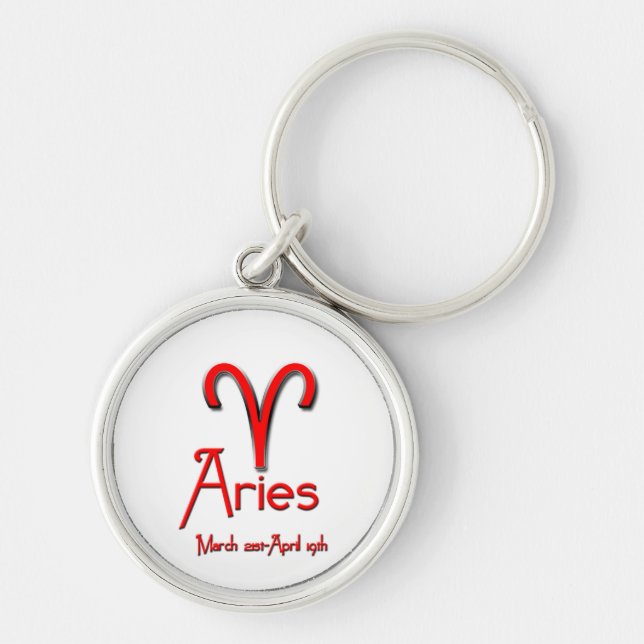 Aries-Zodiac Sign/Red Keychain (Front)
