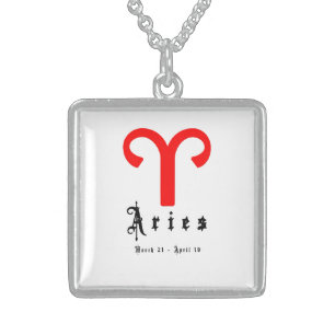 Aries zodiac sign sterling silver necklace