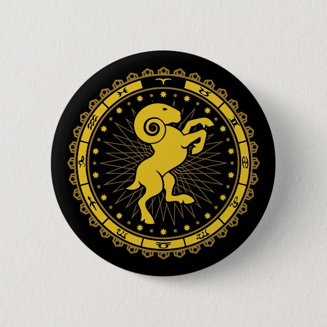 Aries - Zodiac Sign - Symbol - Horoscope Button (Front)