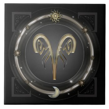 Aries Zodiac Sign Tile by EarthMagickGifts at Zazzle
