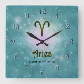 Aries Zodiac Sign U Pick Color Square Wall Clock