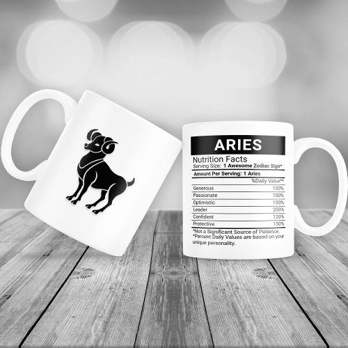 Aries Zodiac Sign with Nutrition Facts Giant Coffee Mug