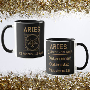 Aries Zodiac Sign with Symbol and Traits Mug