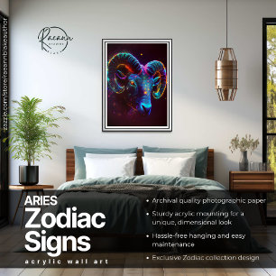 Aries Zodiac Signs Celestial Acrylic Wall Art