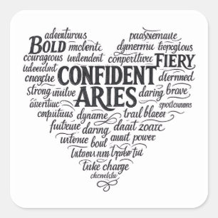 Aries Zodiac Square Sticker Word Cloud