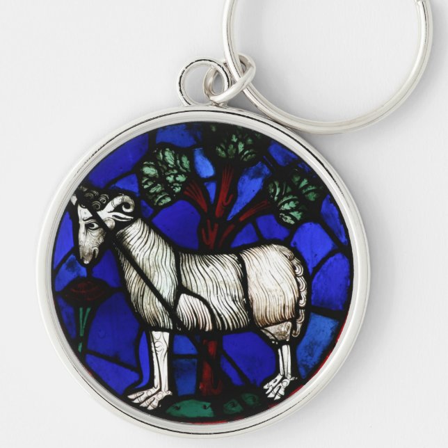 Aries Zodiac Stained Glass Notre-Dame de Paris Key Keychain (Front)
