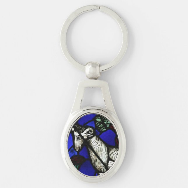 Aries Zodiac Stained Glass Notre-Dame de Paris OKe Keychain (Front)