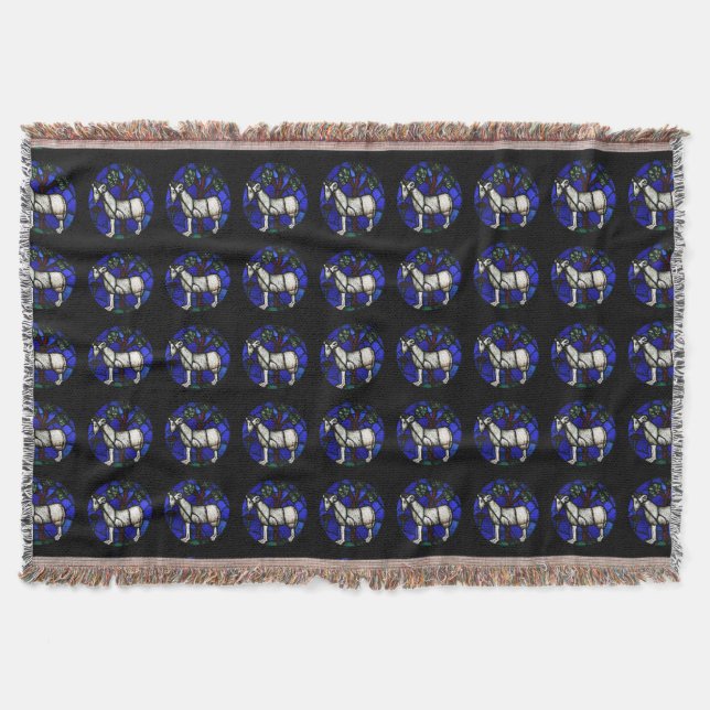 Aries Zodiac Stained Glass Notre-Dame de Paris T B Throw Blanket (Front)