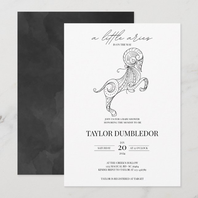 Aries Zodiac Star Sign Astrology Baby Shower Invitation (Front/Back)