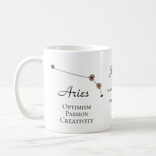 Aries Zodiac Star Sign Flower Constellation Coffee Mug