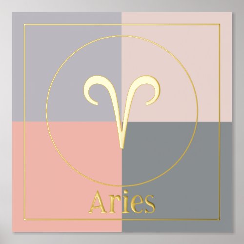 Aries Zodiac Star Sign Gray Pink Gold
